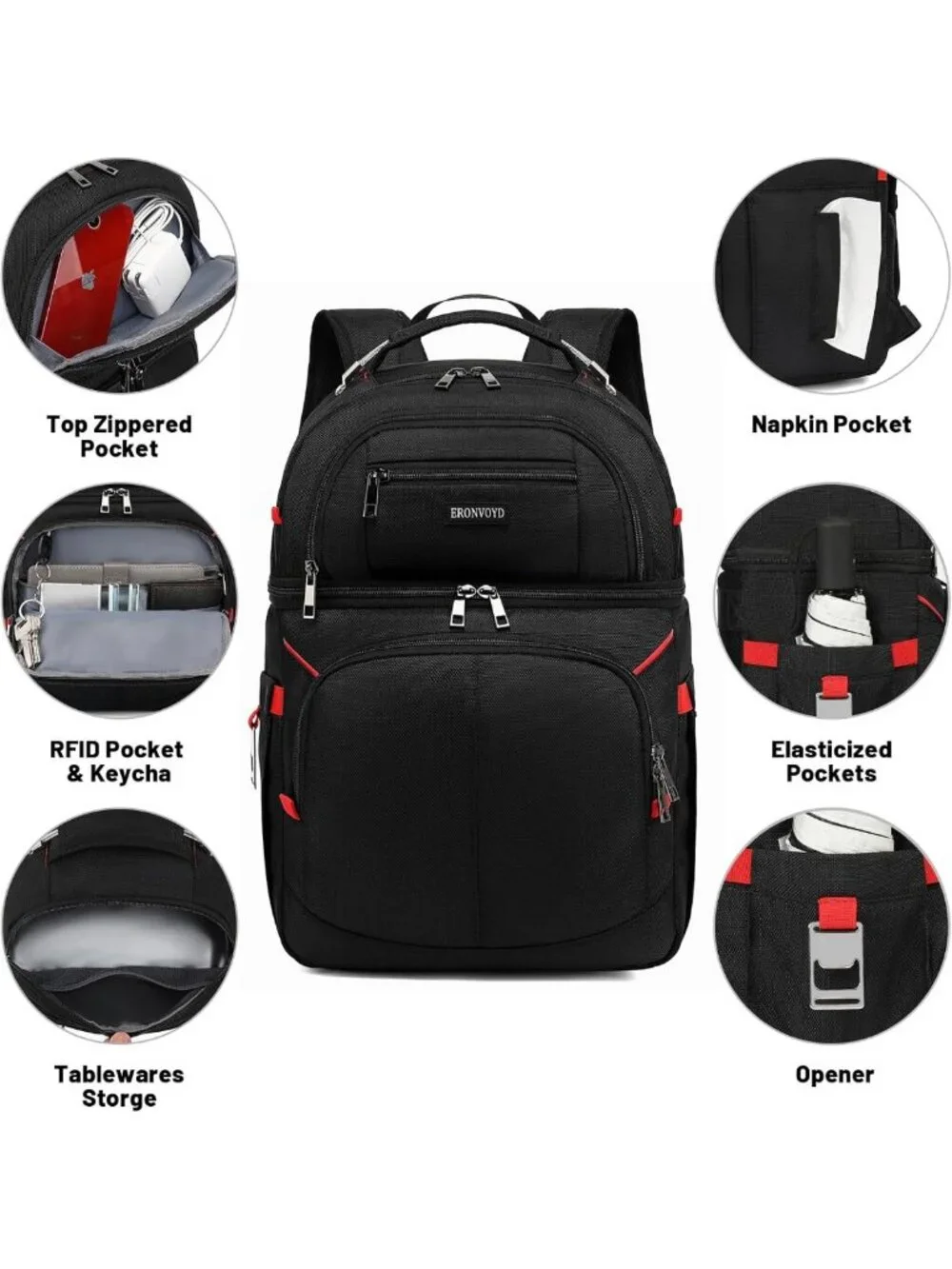Insulated Cooler Backpack - Double Deck Leakproof, Perfect for Lunch & Travel